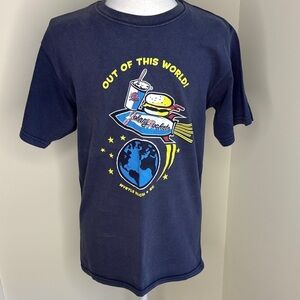 Hanes Adult Navy Blue 'Out of This World' T-Shirt. Johnny Rockets. Small